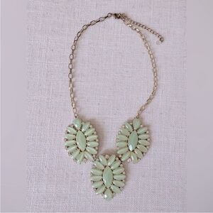 Gemstone Beaded Gold Statement Necklace Turquoise Mint Green Tribal Tropical